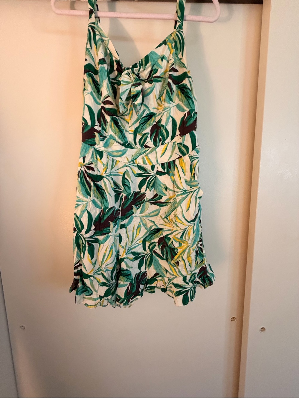 torrid Green Leaf-Print Mini Skirt with Yellow Accents